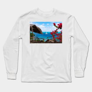 View over the lagoon from a lookout point on Huahine, French Polynesia Long Sleeve T-Shirt